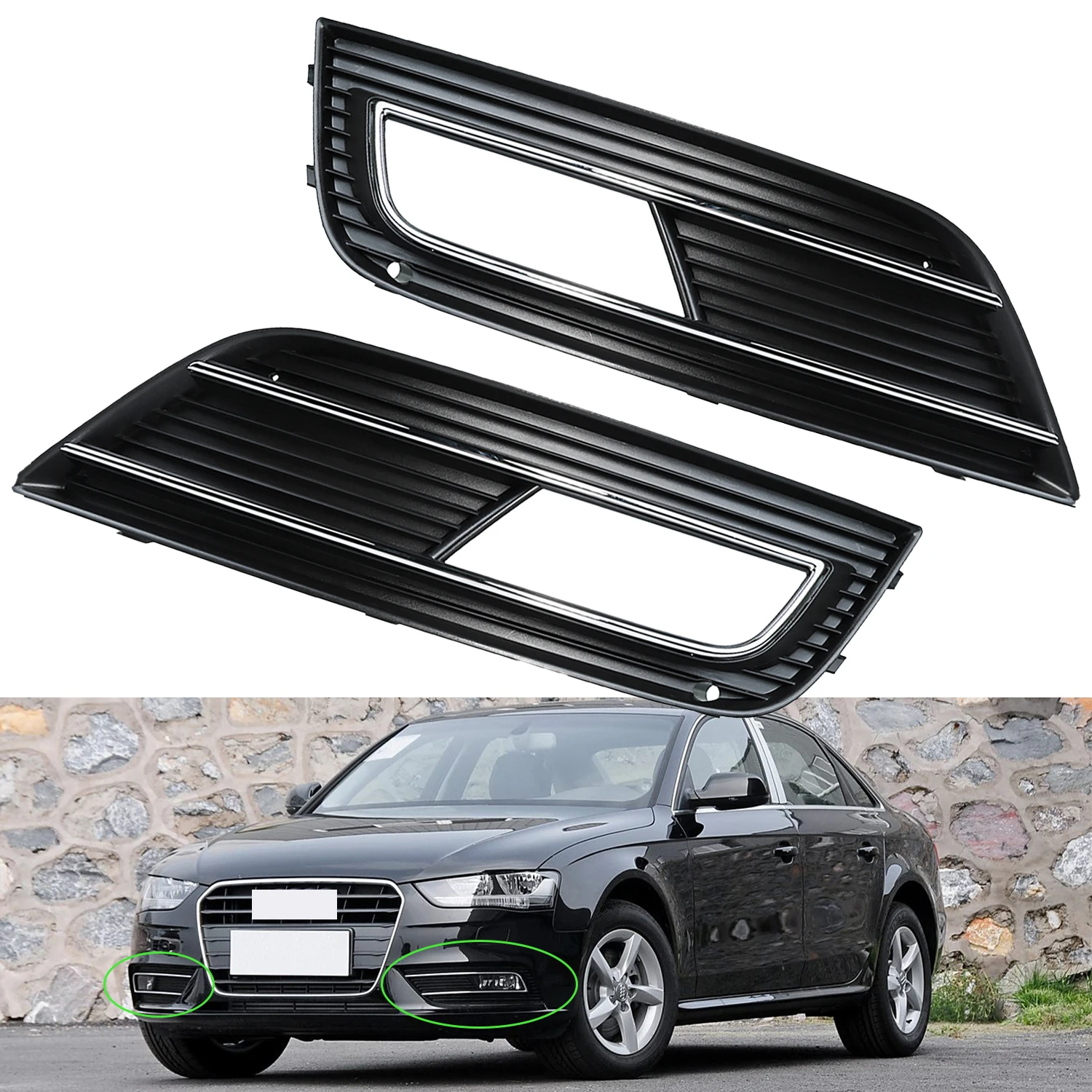 

Автомобильный передний бампер, противотуманная фара, рамка лампы, подтяжка лица для Audi A4 B8 Quattro 2012 2013 2014 2015 8K0807681K 8K0807682K