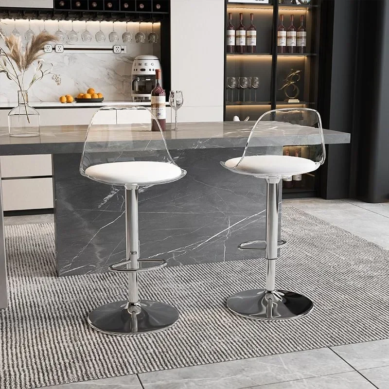 Silla de acrílico transparente para el hogar, taburete alto moderno y sencillo para barra de bar, taburete de empresa para escritorio frontal y respaldo