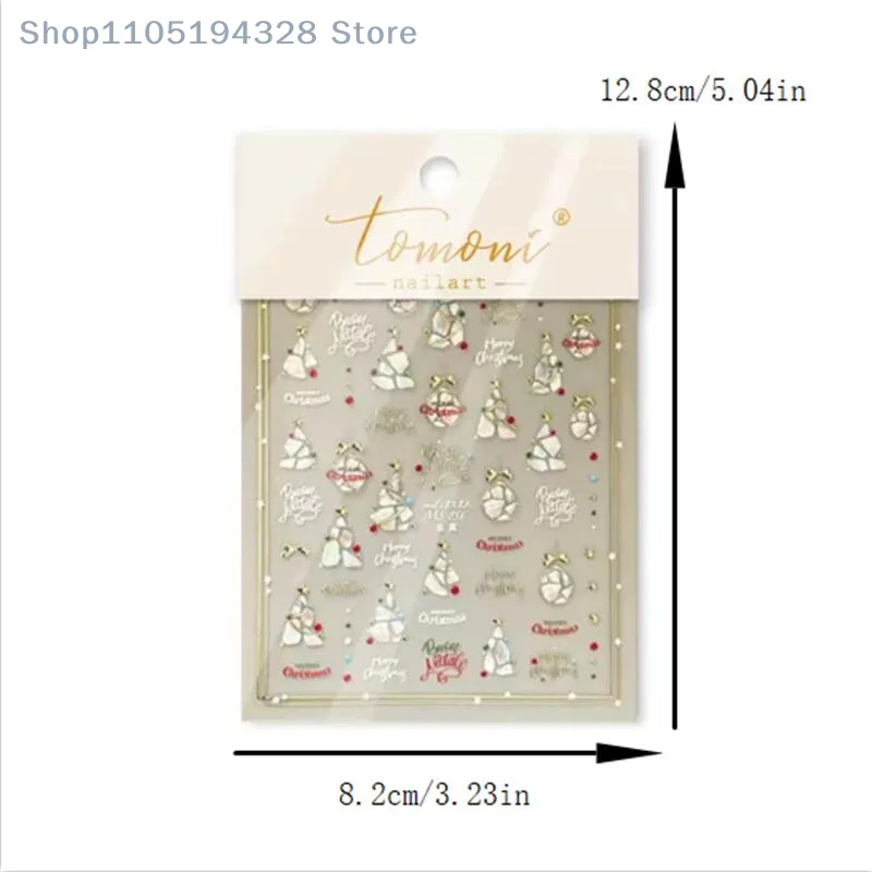 [MP] 1 قطعة القوس ستار شجرة عيد الميلاد لطيف عيد الميلاد نمط مسمار الفن ملصقات جرلي تنقش طباعة المرأة مسمار الديكور هدية