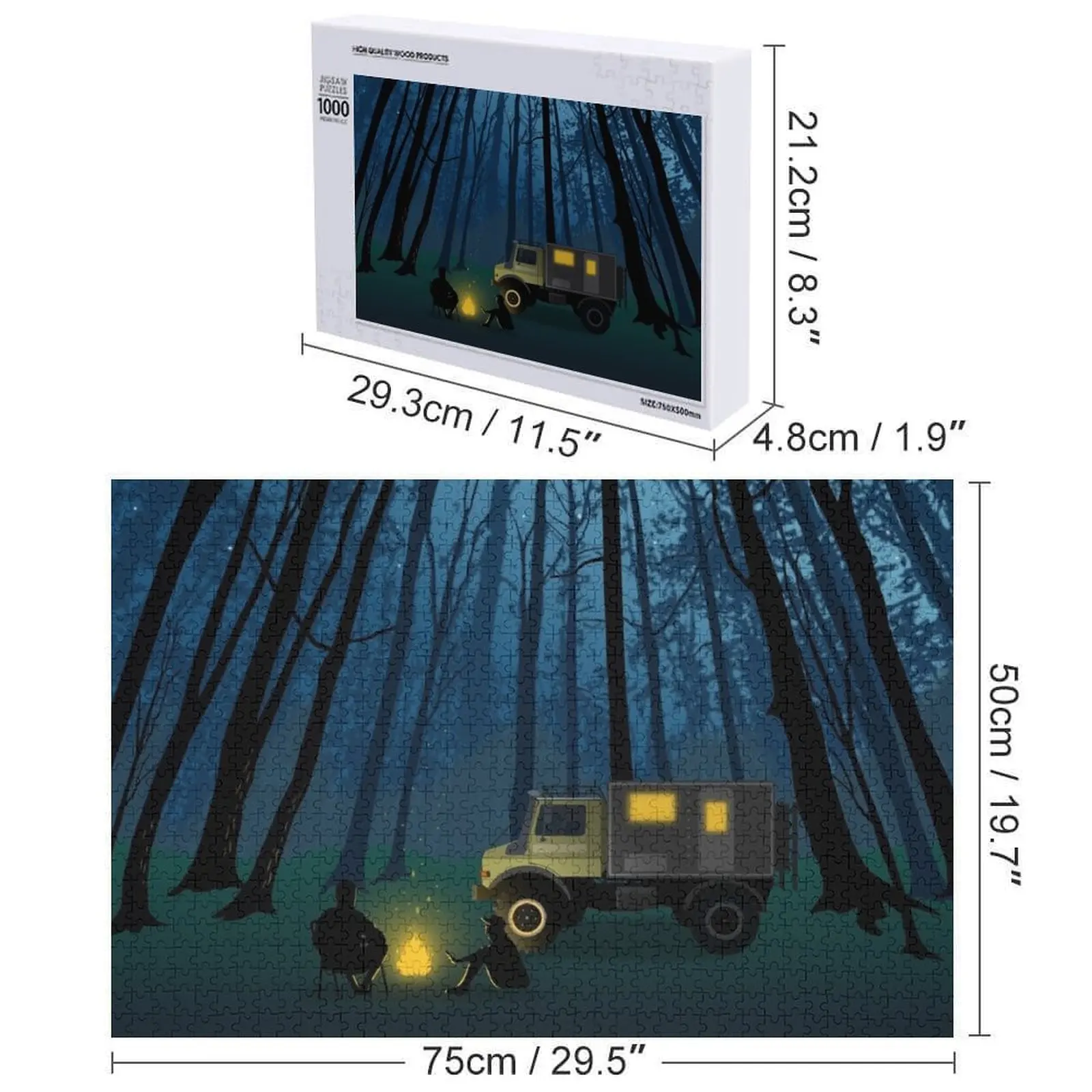 Crepúsculo Unimog Overlander bosque Camping rompecabezas juguete para bebé composición de madera para niños rompecabezas