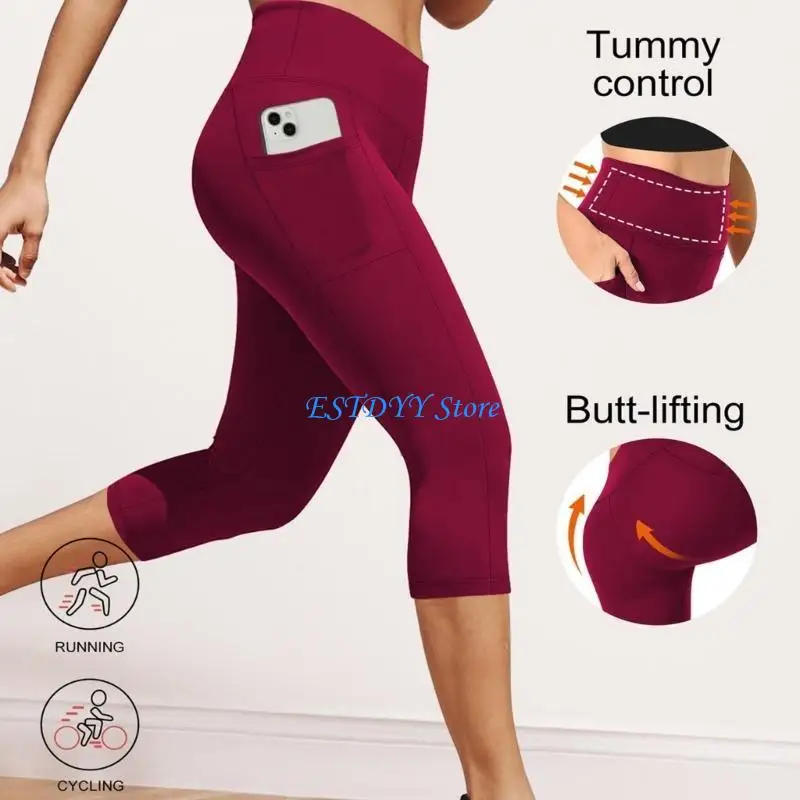 

G6DE Women Gym Leggings with Pocket Sports Workout Cropped Pants for Gym Fitness