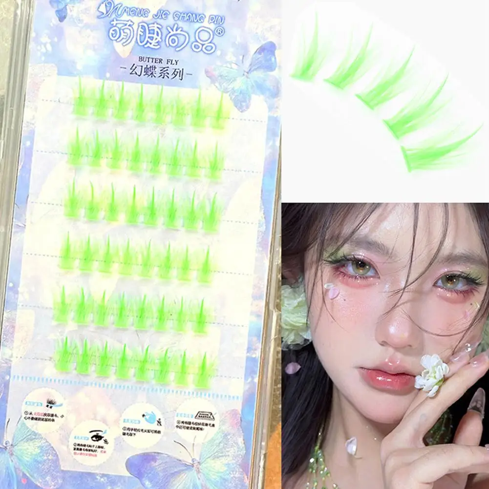 New Individual Colored Eyelashes Natural False Mink Eyelash Extension Purple pink Brown Green Blue purple Color Lashes