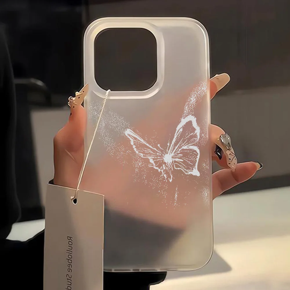 Funda de teléfono con mariposa estética para iPhone 13, Funda para iPhone 16, 14, 11, 12, 15 Pro Max, 13, 12, Mini, ultrafina, suave y mate