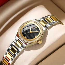 Curren 9101 Fashion Casual Quartz Wristwatches for Women Stainless Steel with Luminous Hands Simple Dress Watch Ladies Bracelet