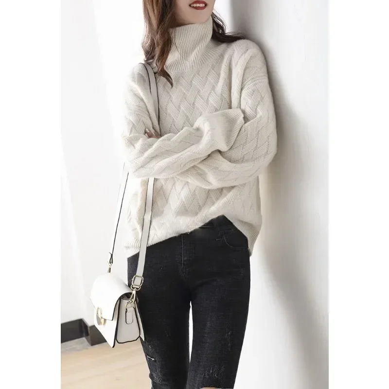 ZMZBCH Winter New Women Loose Sweater Casual Chic Cashmere Oversize Thick Sweater Pullovers Pullover Female Long Sleeve