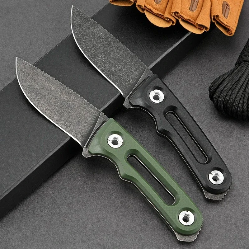 سكين مستقيم للبقاء على قيد الحياة البري EDC سكين حبل قطع للدفاع عن النفس في الهواء الطلق مقبض نايلون عارضة متكاملة سكين مستقيم صغير #3