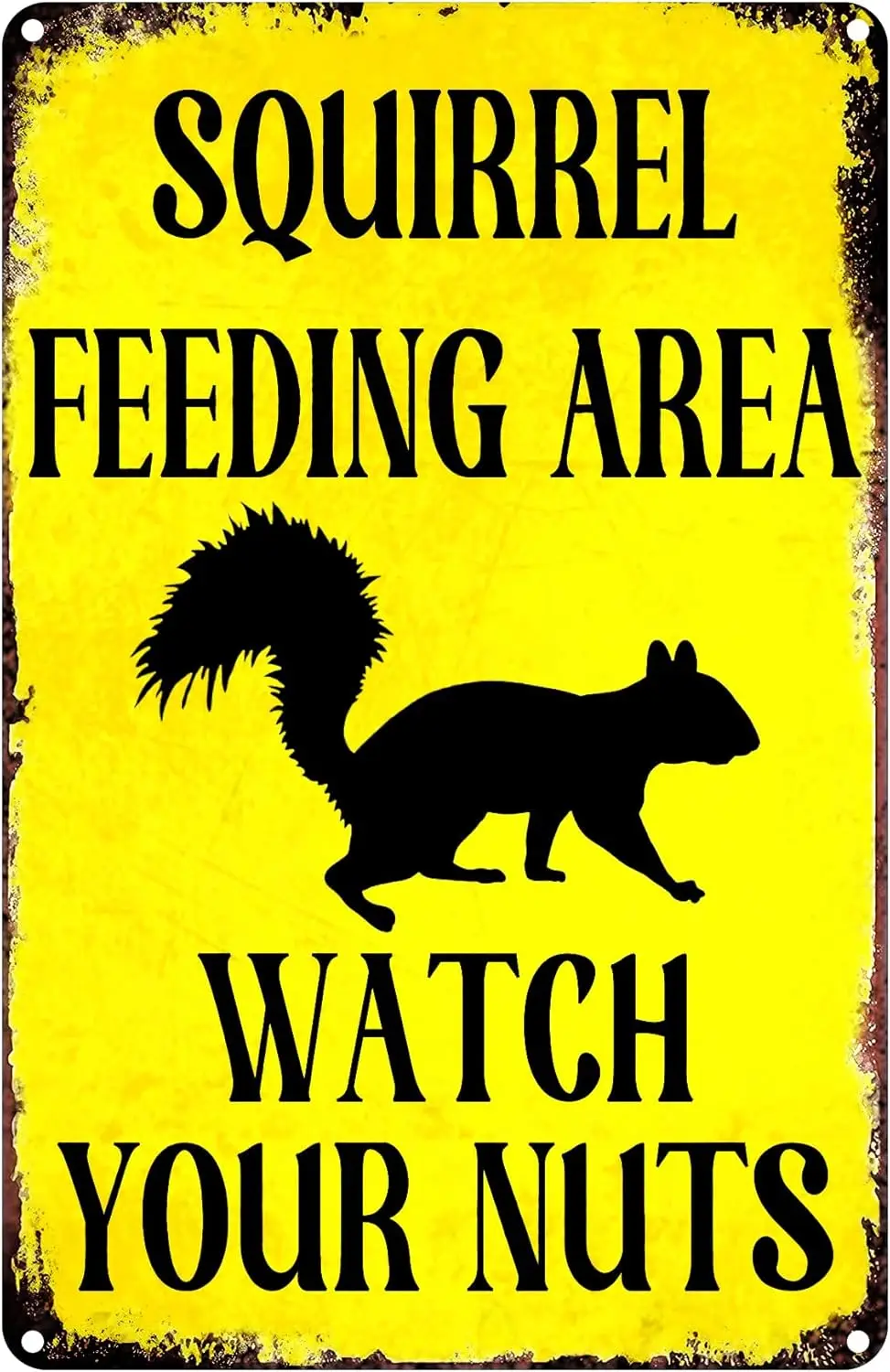 Retro Funny Metal Sign Sheet Signs Tin Sign,Squirrel Feeding Area Watch Your Nuts,outdoor Home Wall Decoration,size：-aluminum
