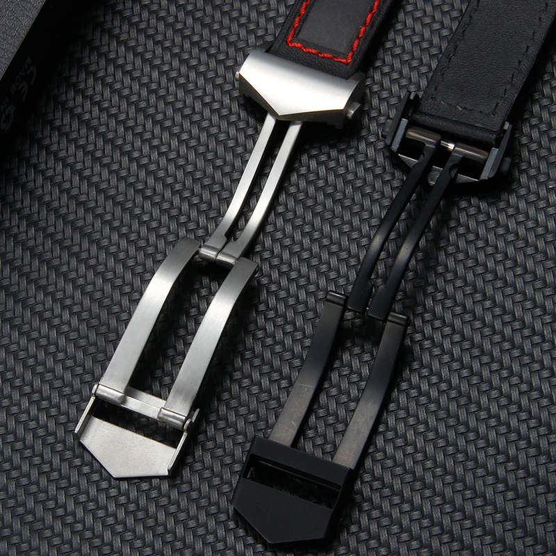 Дышащий, приятный для кожи ремешок для часов из натуральной коровьей кожи для Heuer Tag Series, ремешки для часов с пряжкой из нержавеющей стали, 22 мм, черный
