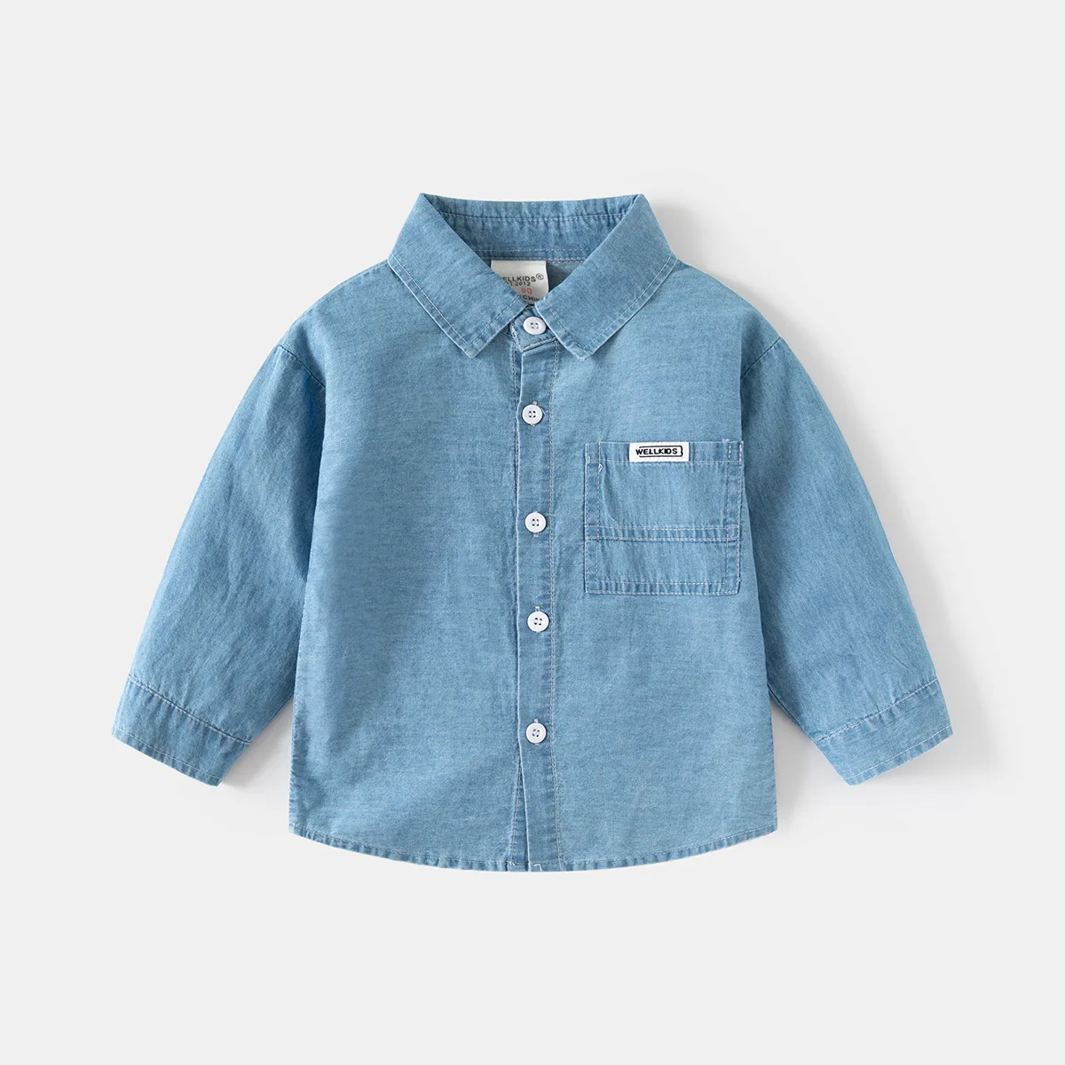 2024 Lente Herfst Peuter Jongen Denim Shirt Zacht Katoen Kid Jongen Lange Mouw Koreaanse Stijl Effen Kinderen jongen 1-6 Jaar Tops