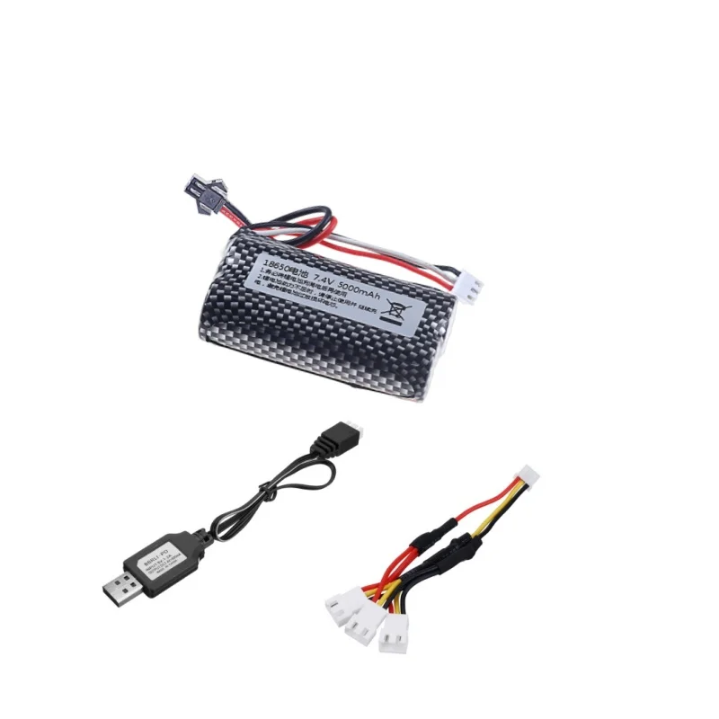 18650 7.4V 5000mAh Lipo battery with Charger For WPL MN99S D90 U12A S033g Q1 H101 Rc Toys Boats Cars Tanks Drones Accessories