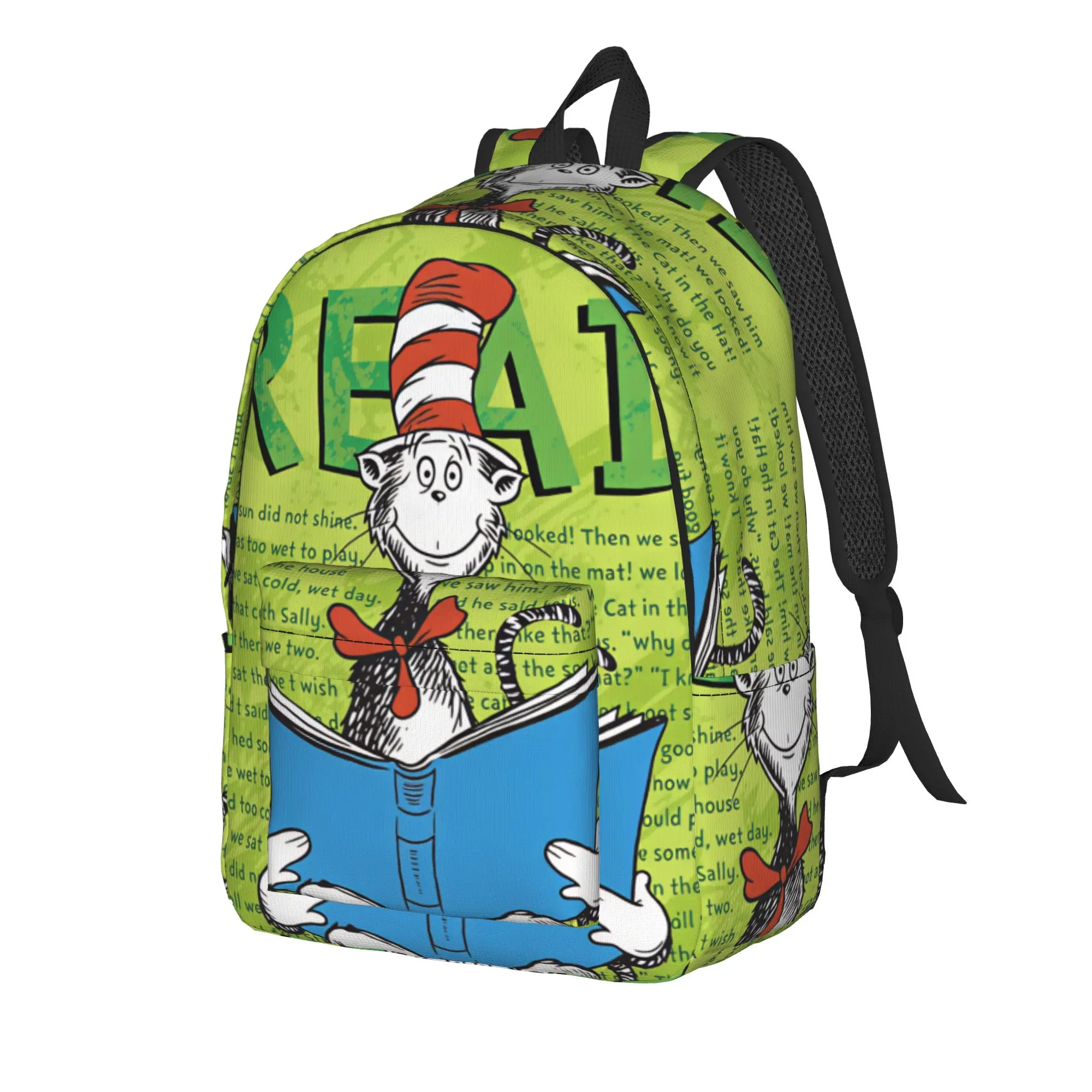 Dr Seussed Characters Read Amazing  Backpack  Men Polyester Hiking Backpacks Durable Novelty High School Bags Rucksack