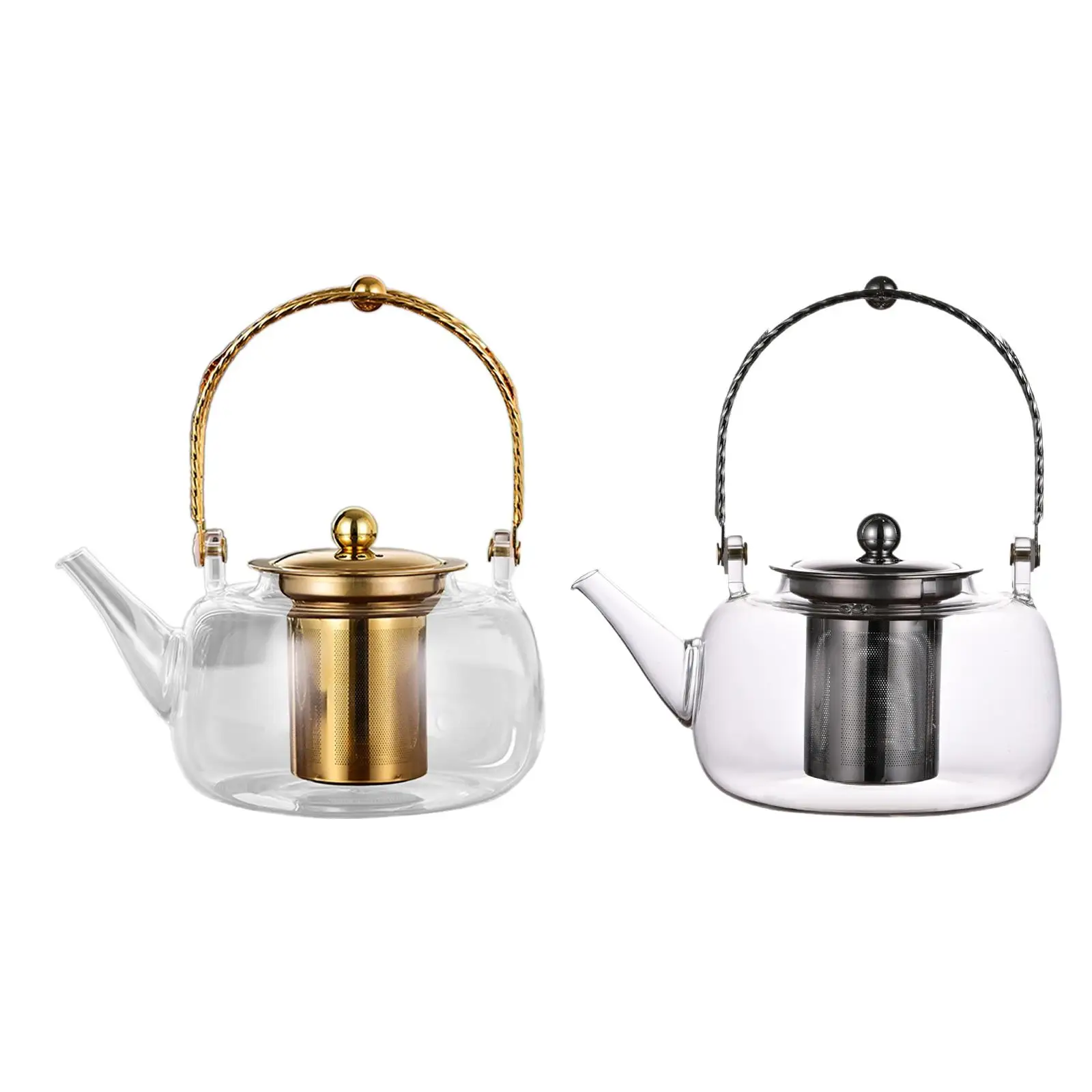 Glass Teapot 33.8oz Stoves Boiled Tea with Removable Infuser for Hiking Home