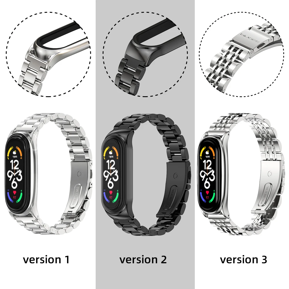 Strap for Xiaomi Mi Band 9 8 7 6 5 4 Metal Wrist Bracelet Mi Band 6 Strap Stainless Steel Wristbands Mi Band 9 Correa NFC Global