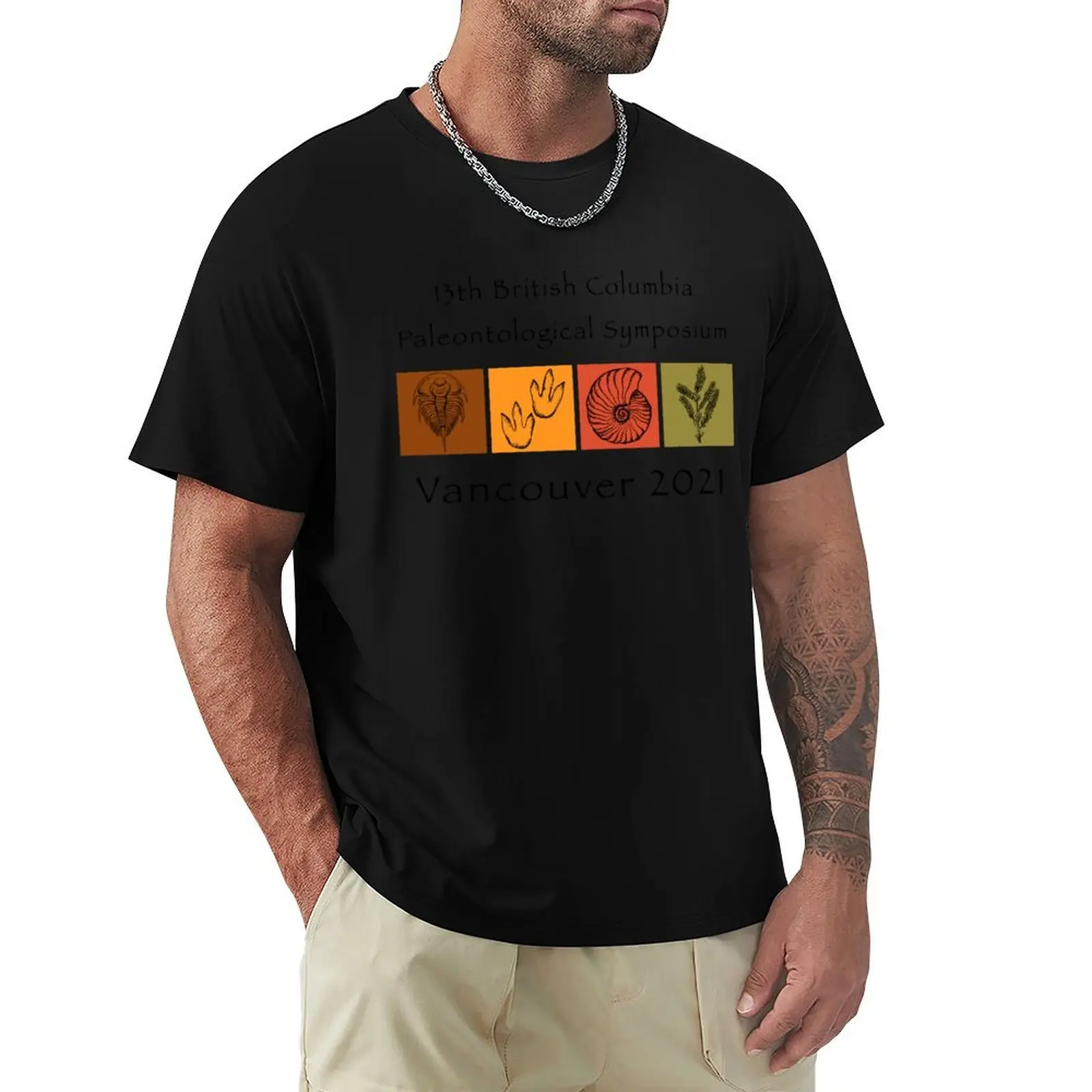 BC Paleontological Symposium 2021: Black Text T-Shirt Minimalist Graphic Tee Shirt