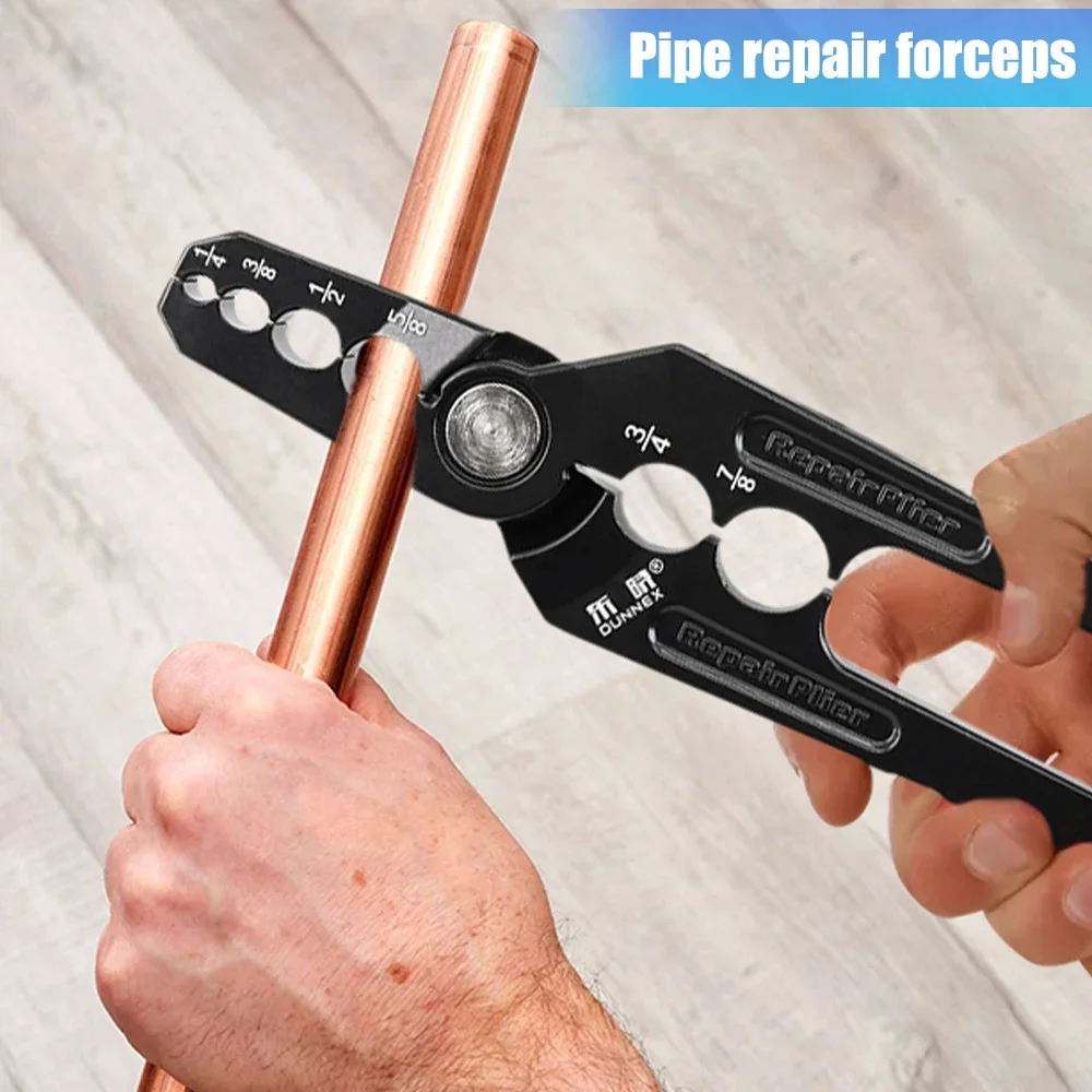 Pinza per tubo tondo in rame 6 IN 1 Pinza per riparazione tubo piatto in alluminio Strumento di refrigerazione Tubo tondo Aria condizionata Riparazione versatile