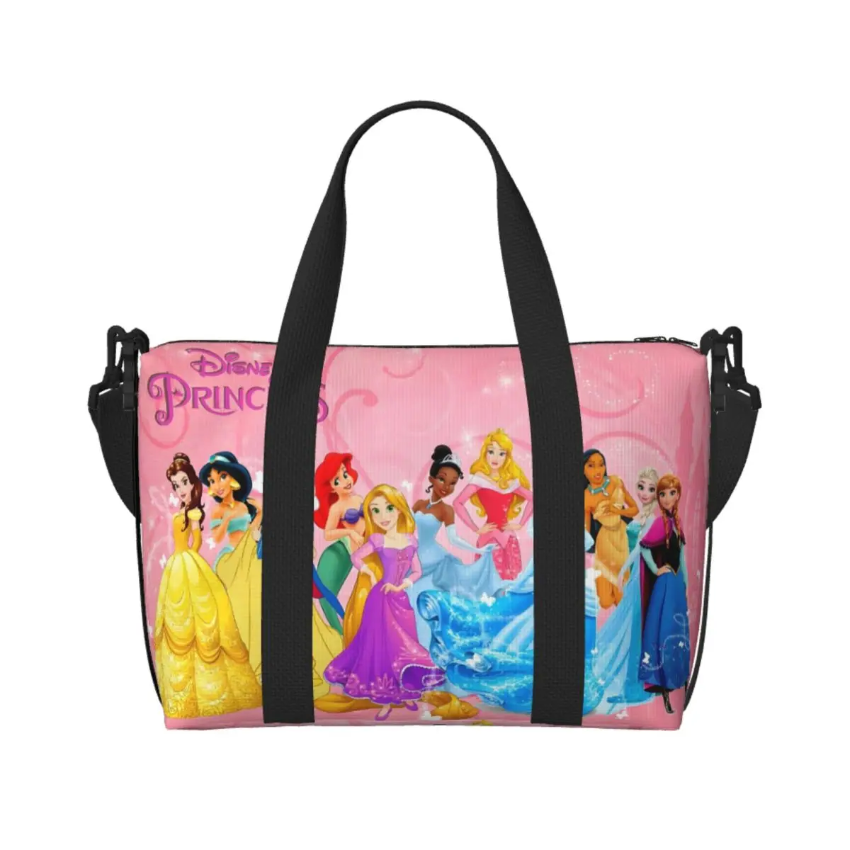 

Custom Kawaii Princess Tote Bag for Women Big Capacity Classical Anime Cartoon Gym Beach Travel Bags