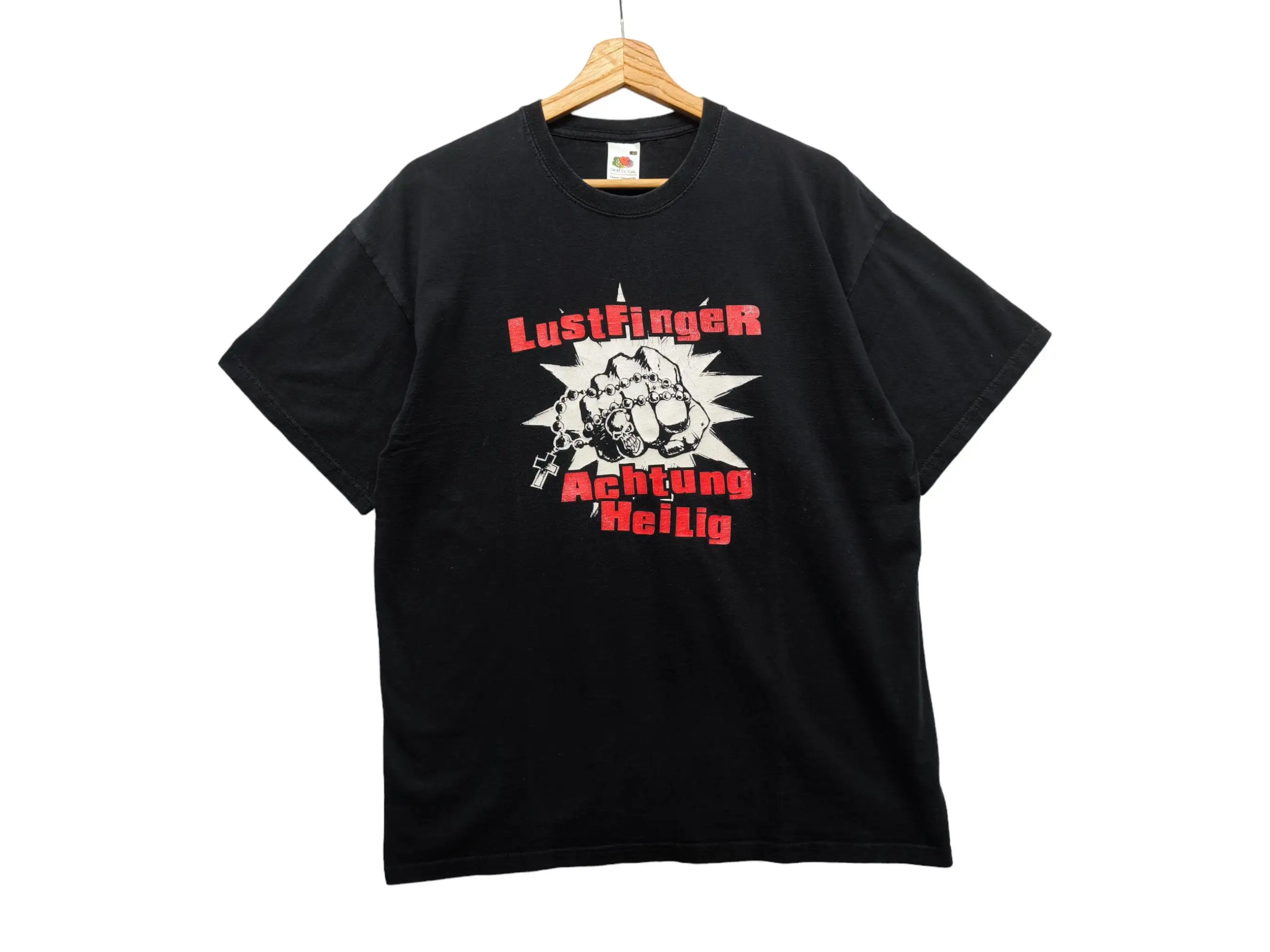 Lustfinger Achtung Heilig 2006 German Punk Band T Shirt Y2K Vintage Size L