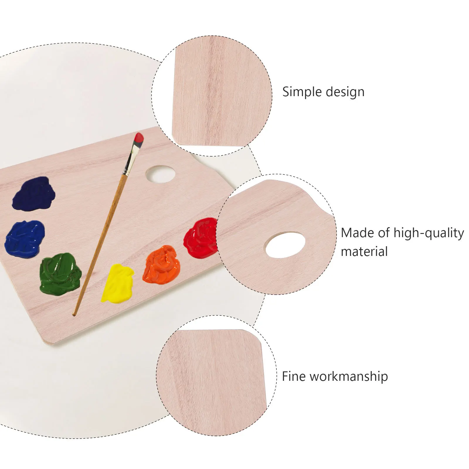

1pc Wooden Color Mixing Palette Shape Lightweight Art Paint Board For Acrylic Oil Watercolor Sturdy Durable