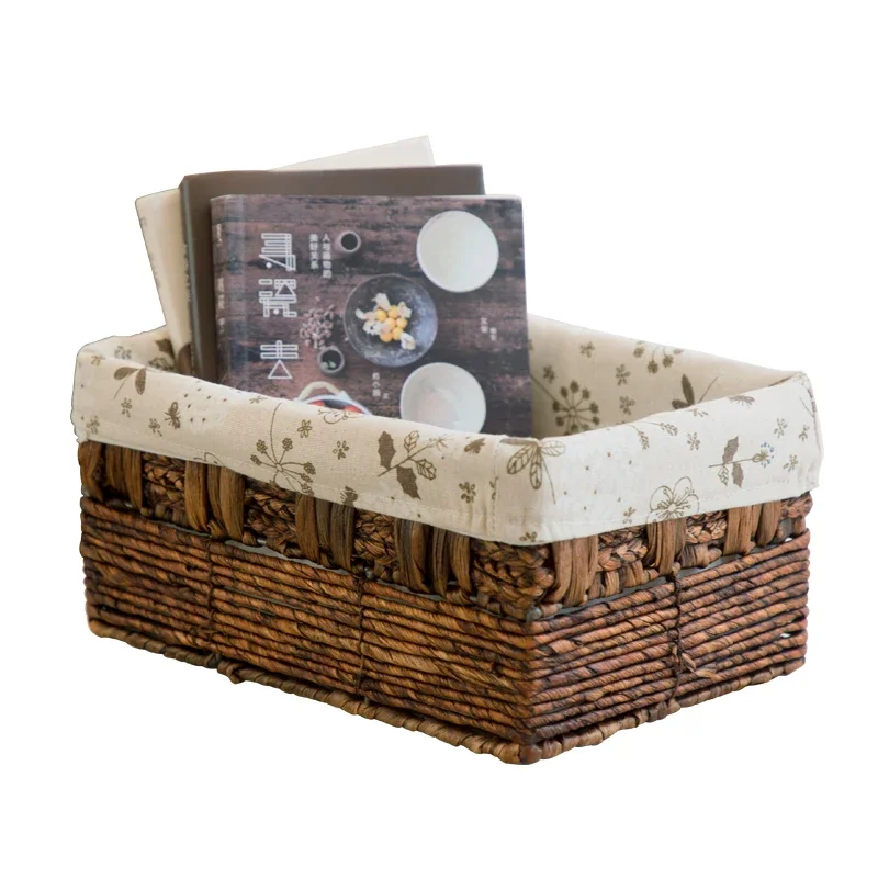 Rattan Straw Clothing Finishing Basket Basket Woven Household Storage Box