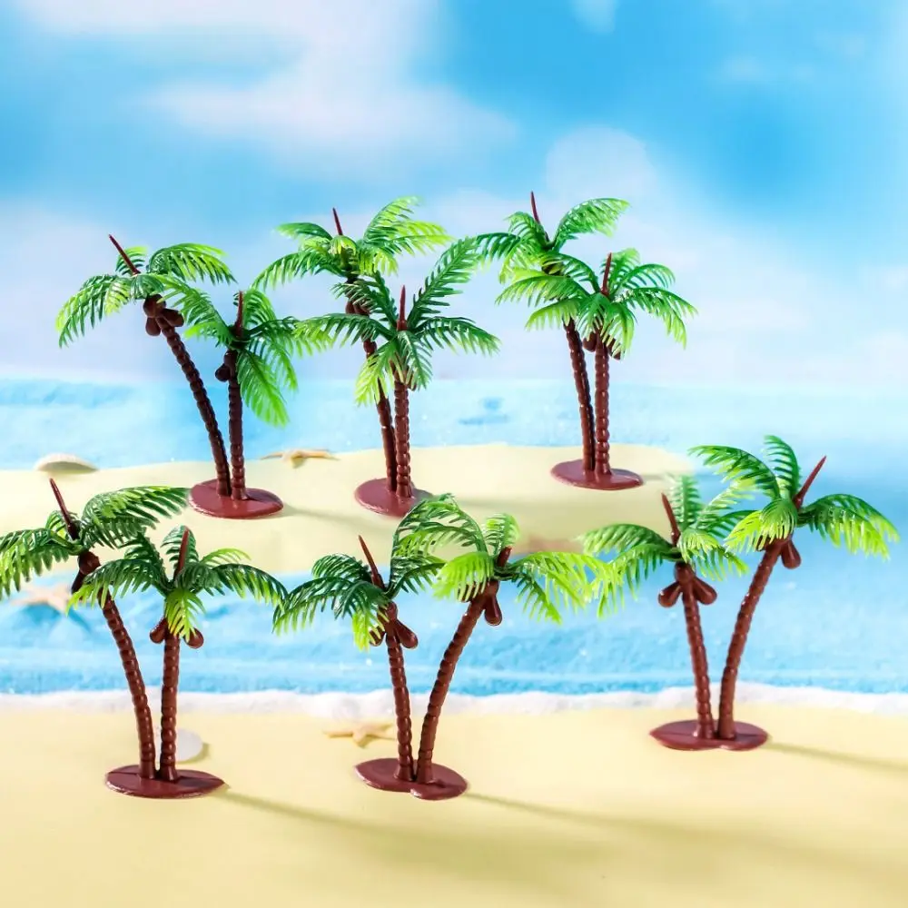 Decorative Mini Coconut Palm Tree Coconut Palm Tree Figurines Plastic Mini Landscape Coconut Tree Simulation