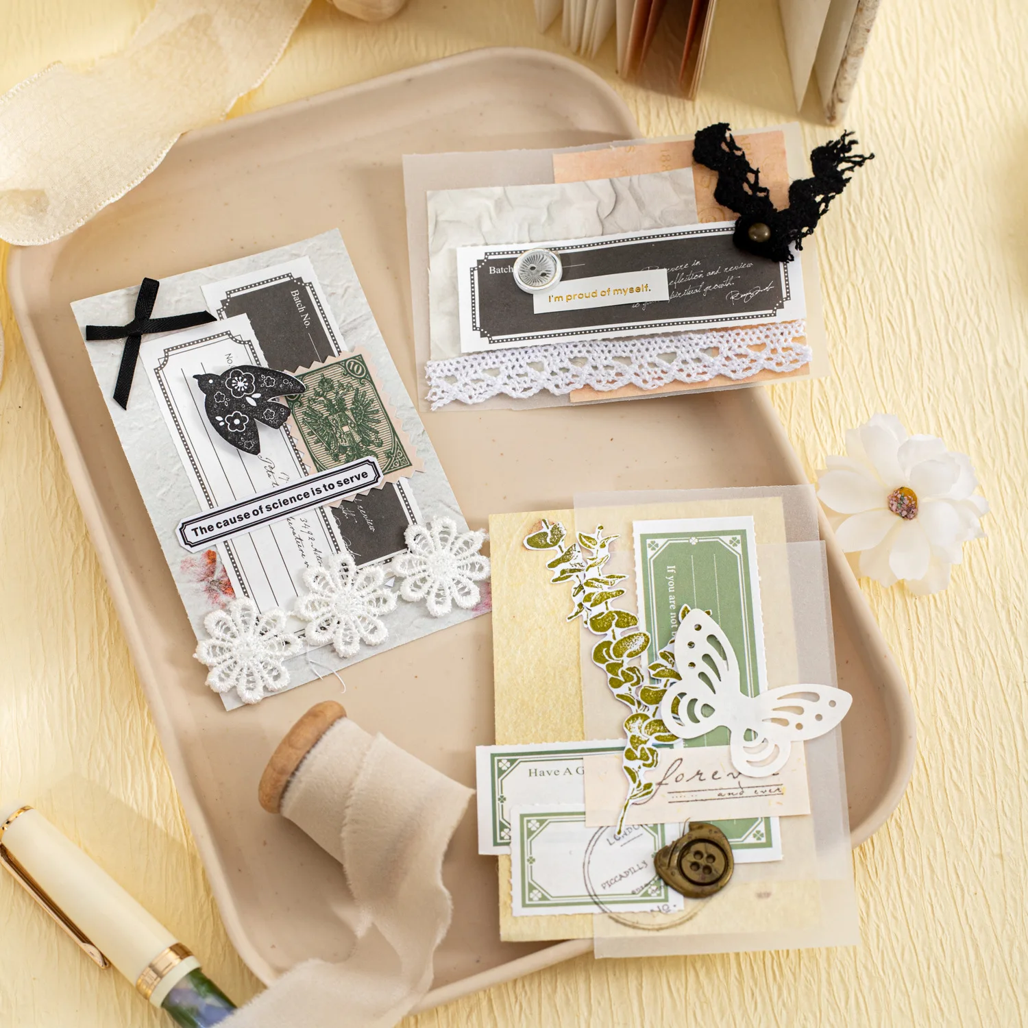 30 ชิ้น/ล็อต Memo Pads วัสดุกระดาษ Little beauty ขยะสมุดบันทึก Scrapbooking กระดาษ Retro พื้นหลังตกแต่งกระดาษ