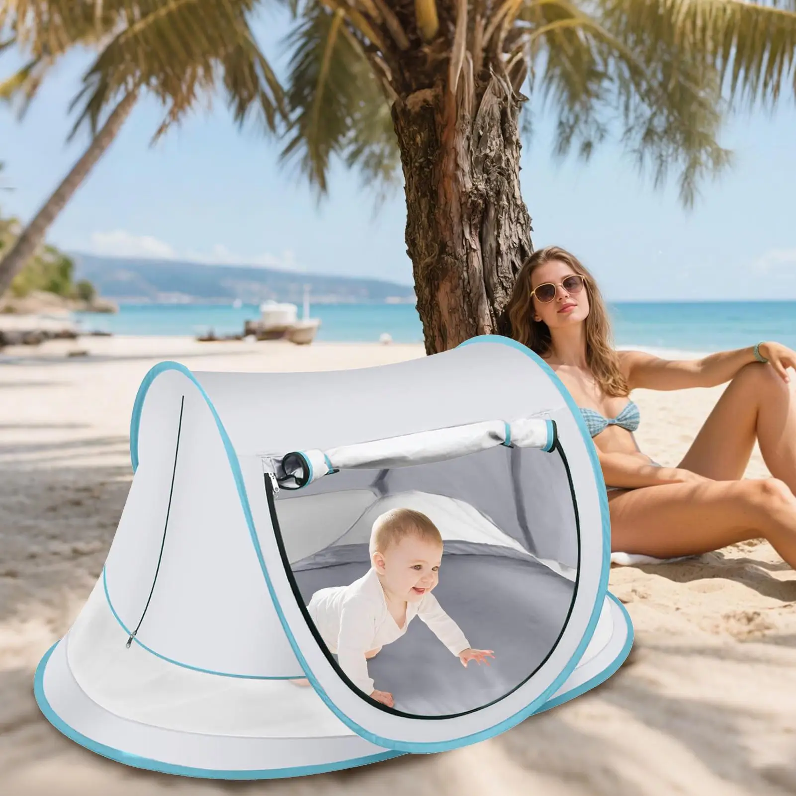 خيمة شمس للأطفال، مظلة للشاطئ، مظلة مقاومة للرمل، مظلة خارجية خفيفة الوزن للعب في الفناء الخلفي، نزهة، حديقة الإجازة في البحيرة