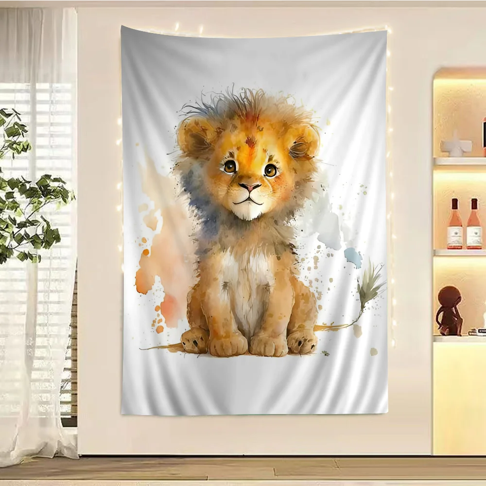 

Elephant Lion Giraffe Tiger Zebra Nursery Chart Tapestry For Living Room Home Dorm Decor Art Home Decor