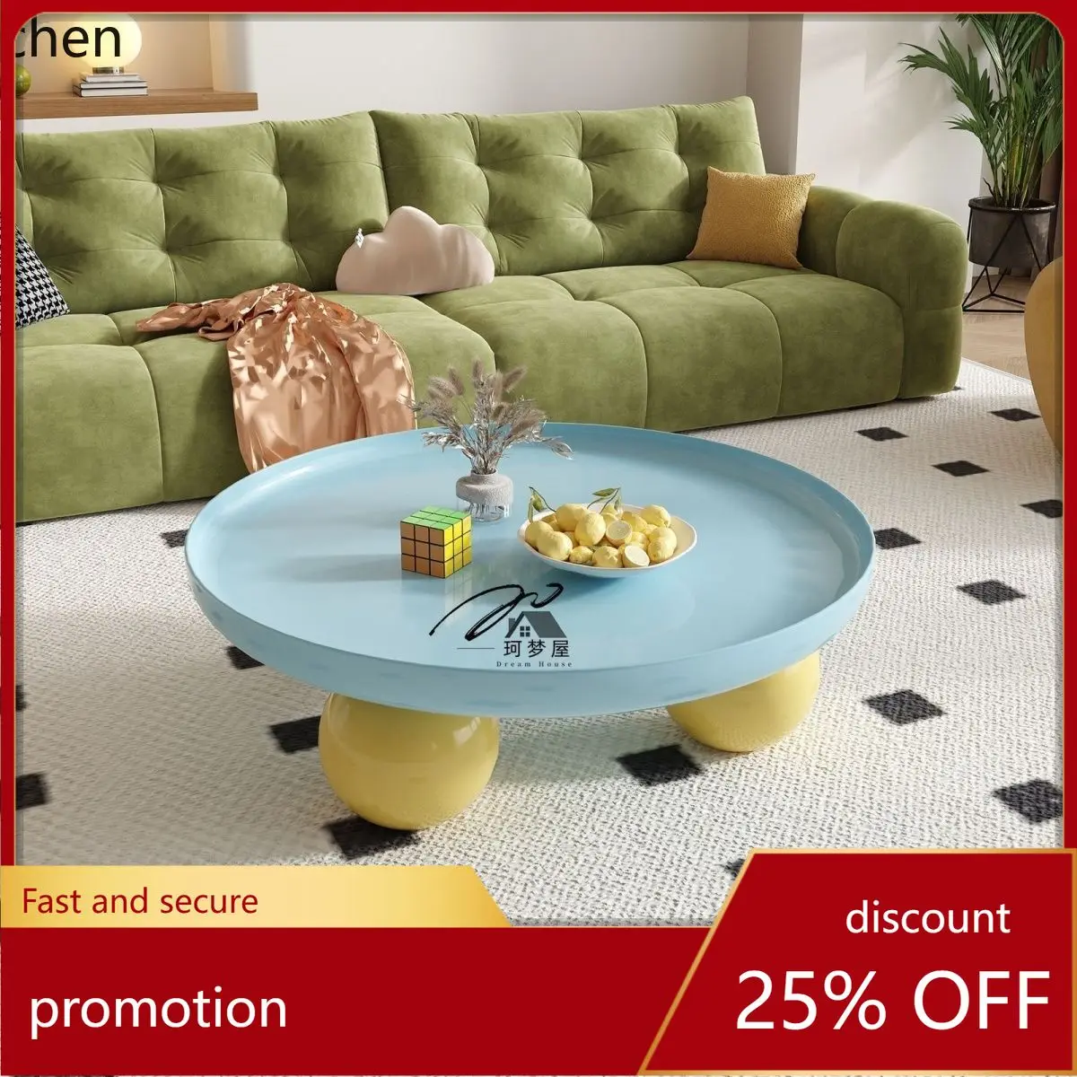 

LXC Simple Modern Round Coffee Table for Living Room Home Creative Small Apartment Sofa Round Table