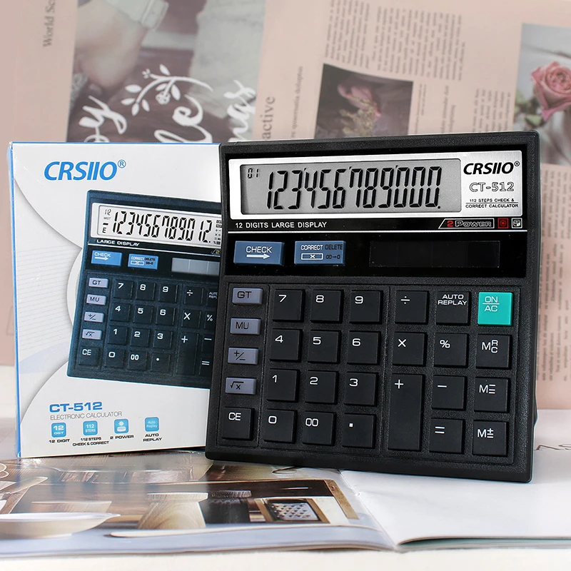 Bateria solar de 12 dígitos Dual Power Display grande Office Desktop Calculator CT-512