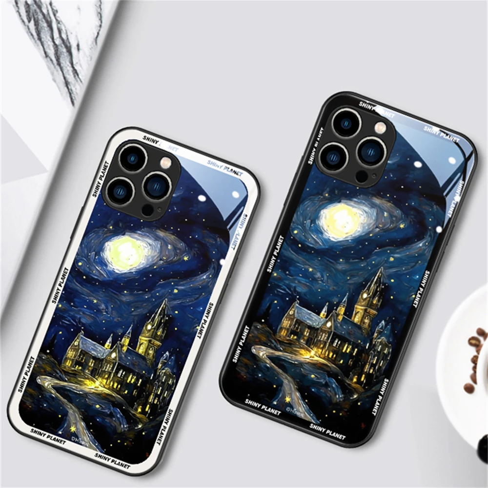 

Magic Castle Luxury Luminous Glass Phone Case For Samsung A73 A72 A54 A53 A52 A14 Note 20 10 Ultra Plus LED Light Up cover