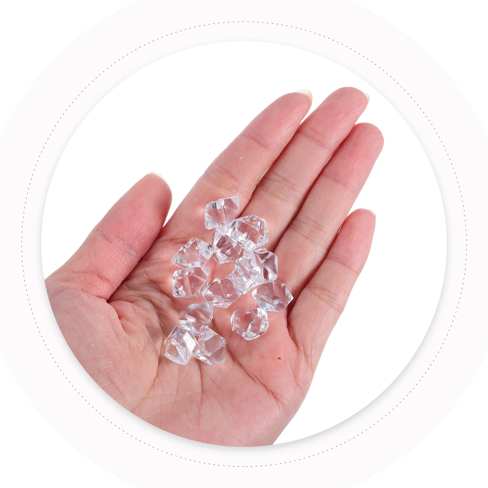

400pcs Simulated Ice Fake Plastic Realistic Decor Rocks Small Scattered Beads Clear Wedding Props Toy