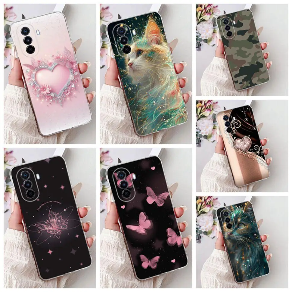 Para Huawei Nova Y70 Plus funda elegante corazón mariposa funda de teléfono de silicona suave para Huawei Nova Y70 NovaY70 Plus carcasa de parachoques