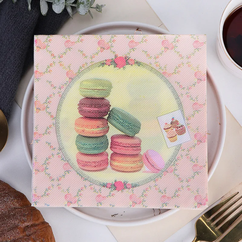 20Pcs/Pack 33x33cm Macaron Printed Napkins Home Restaurant Table Square Tissue Paper Wedding Party Decor