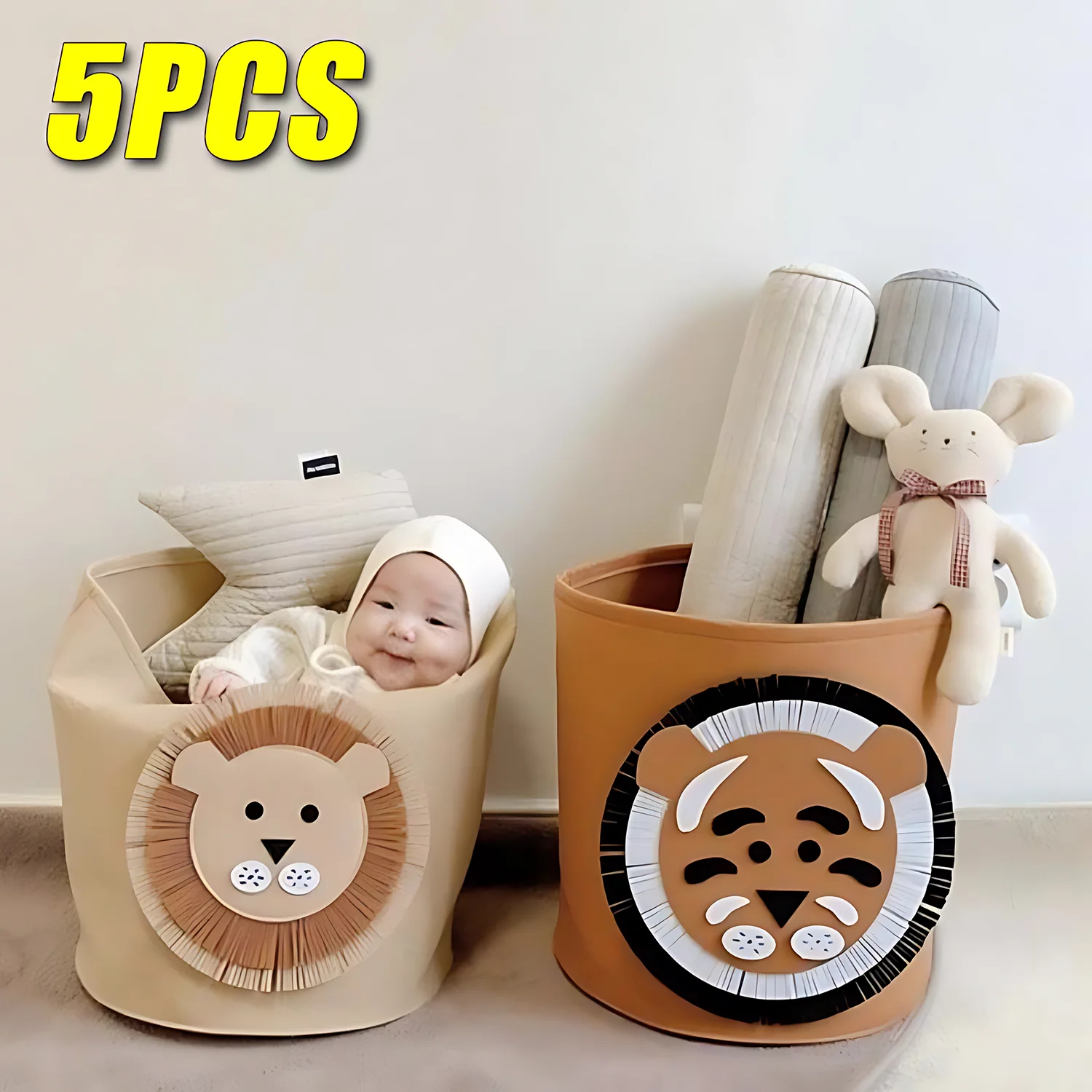 Baby Toy Storage Bucket Dirty Clothes Storage Basket Cute Clothes Storage Basket Baby Storage Basket Lion Shark Storage Felt