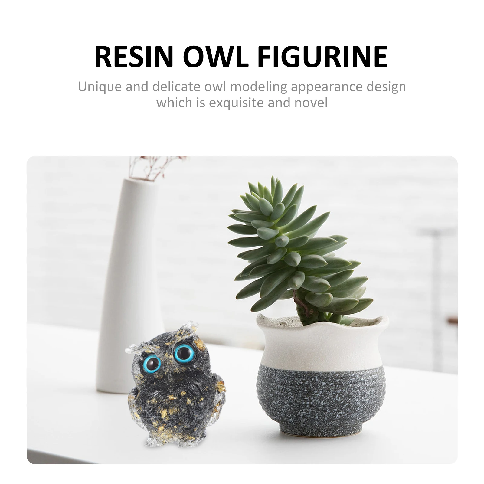 

Resin Owl Figurine Unique Statue Decor Safe Exquisite Design Craftsmanship Stability Owl decor living room tabletop