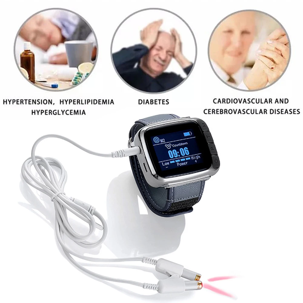 

808nm 650nm Therapy Pain Relief Laser Device Medical Laser Watch Therapeutic Control Diabete Hypertension Acupuncture Laser