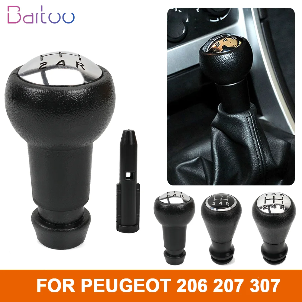 5 Speed Racing Car Manual Gear Shift Knob With Stick Shifter Lever Knob Adapter For Peugeot 207 307 206 Citroen C1 C3 C4 SFN144