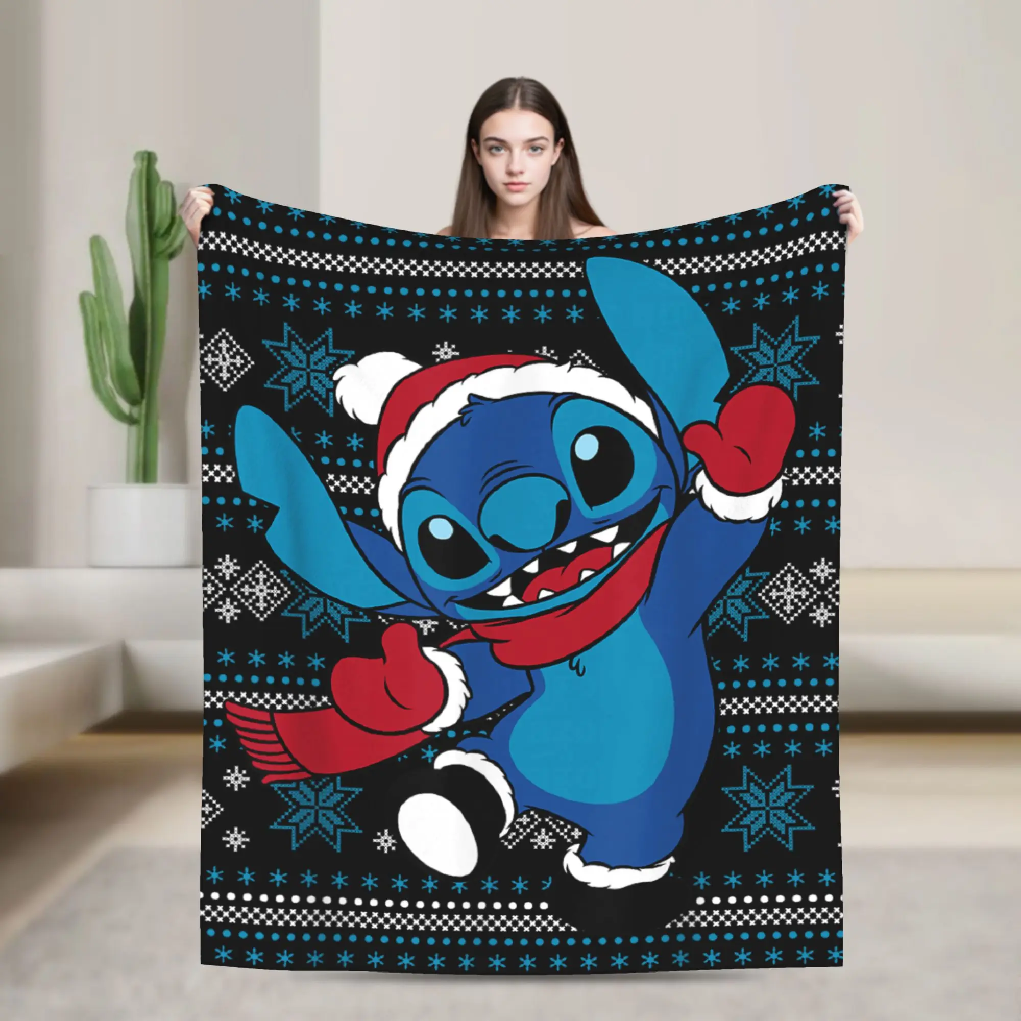 ليلو وستيتش سعيد عطلة بطانية سوبر لينة موضة أفخم رمي بطانية لصبي فتاة الأريكة كرسي الفانيلا المفرش غطاء السرير