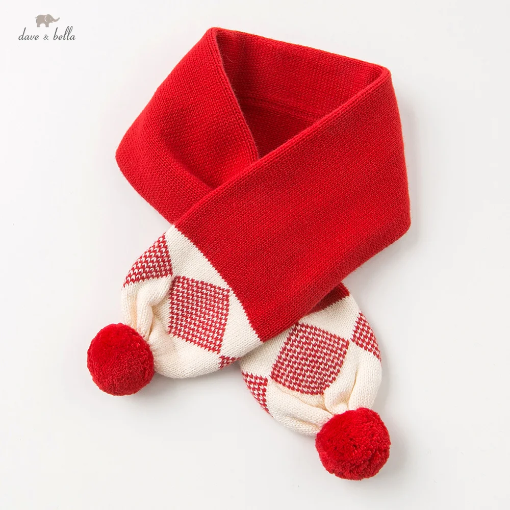 Dave Bella, bufanda para niños y niñas, bufandas de algodón para bebés de invierno, cuello rojo, cosas más cálidas, pañuelo elegante para niños DB4254996