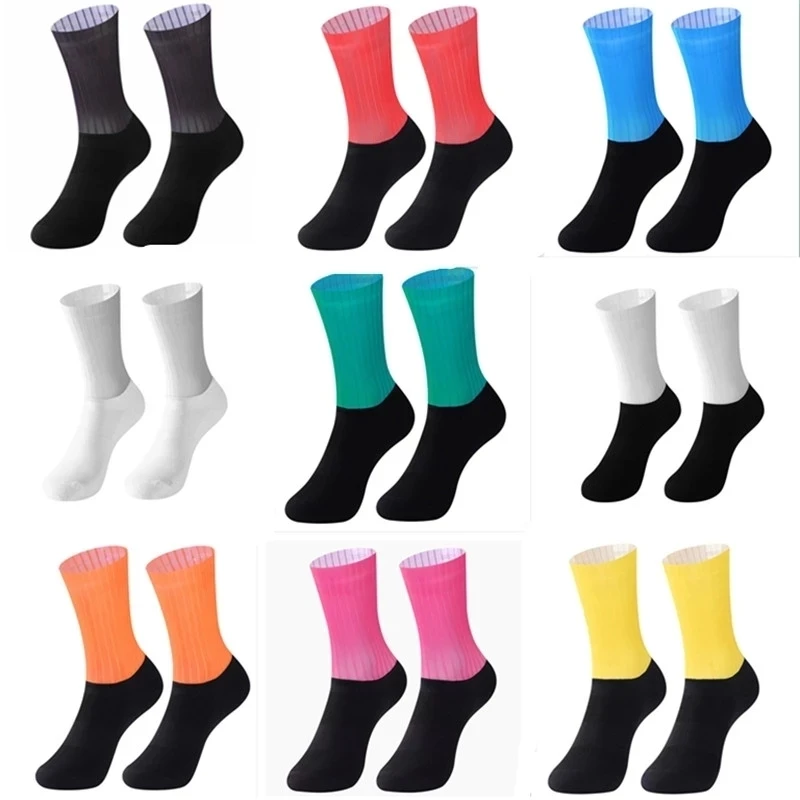 Aero Silicone Slip Anti 2024 Socks Summer Whiteline Cycling Socks Men Bicycle Sport Running Bike Socks Calcetines Ciclismo