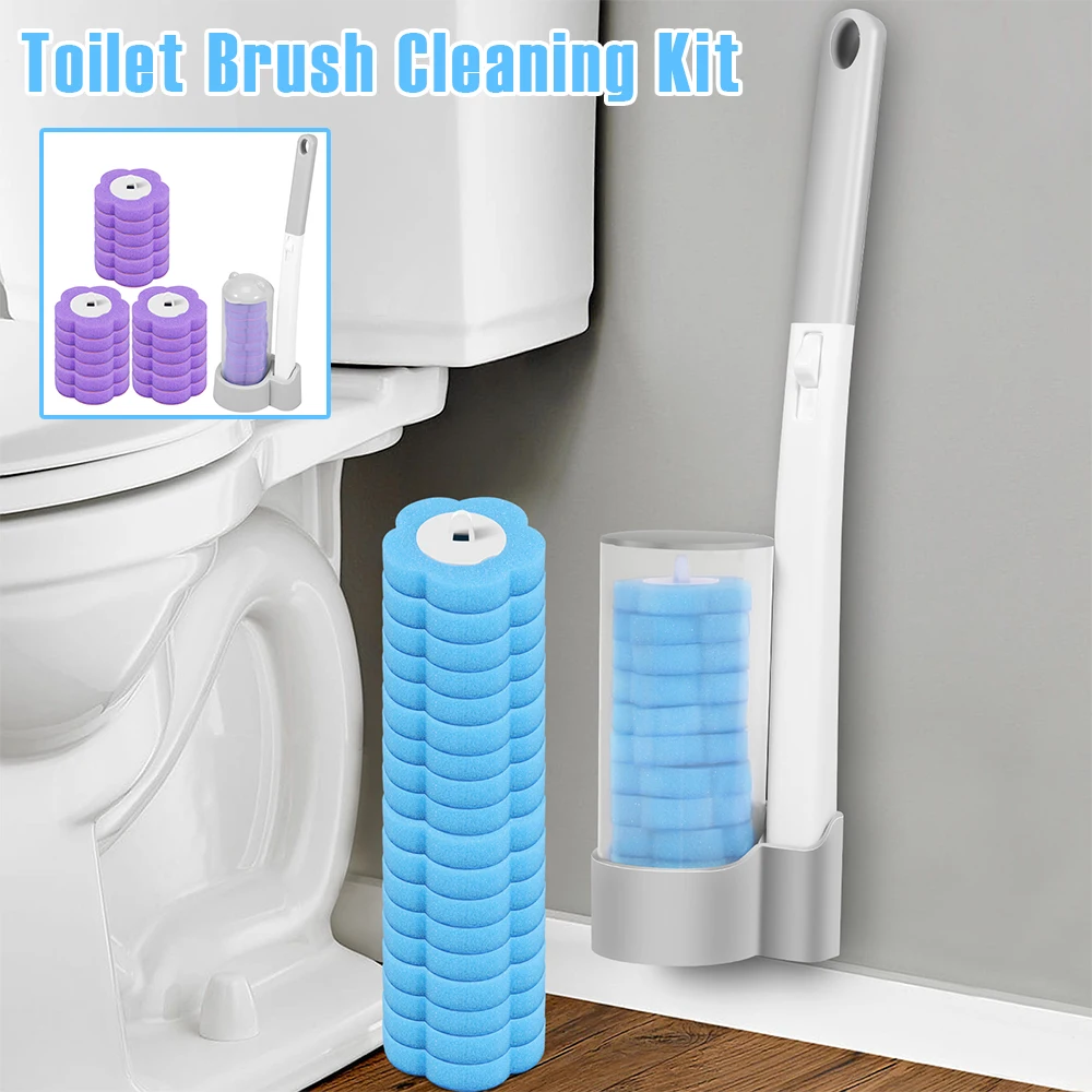 

Disposable Toilet Bowl Cleaning Wand Kit Practical Toilet Bowl Brush with Replaceable Brush Head Multi-role Bathroom Accessories