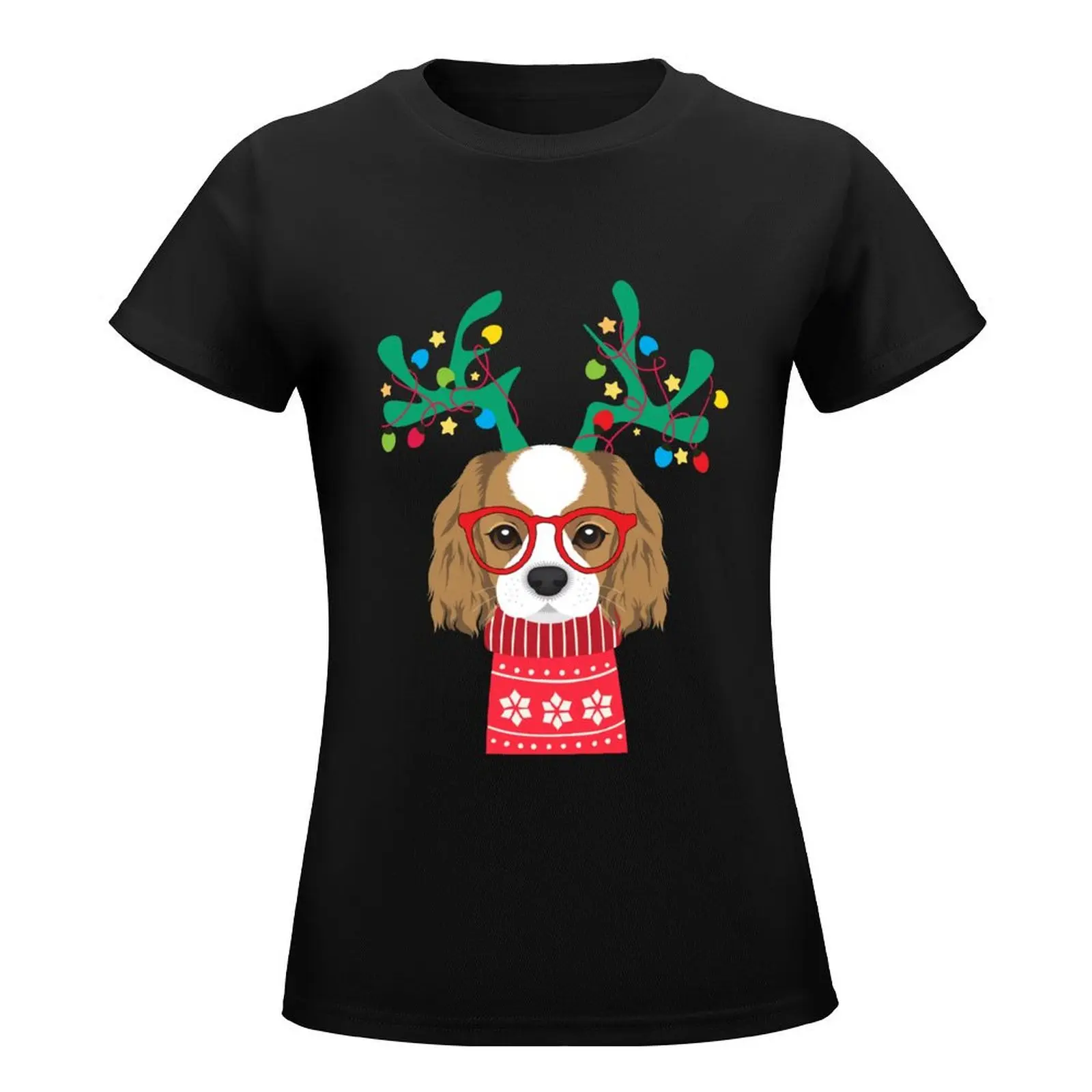 Cavalier King Charles Spaniel Funny Holiday Xmas Christmas T-Shirt oversized Blouse clothes for woman