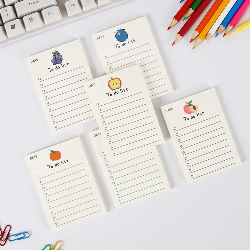 Cute School Stationery Notes, To Do List Memo Pad, Ins Notepad portátil, Office Supply, Fruit Notebook, Message Note Book, 50 Sheets