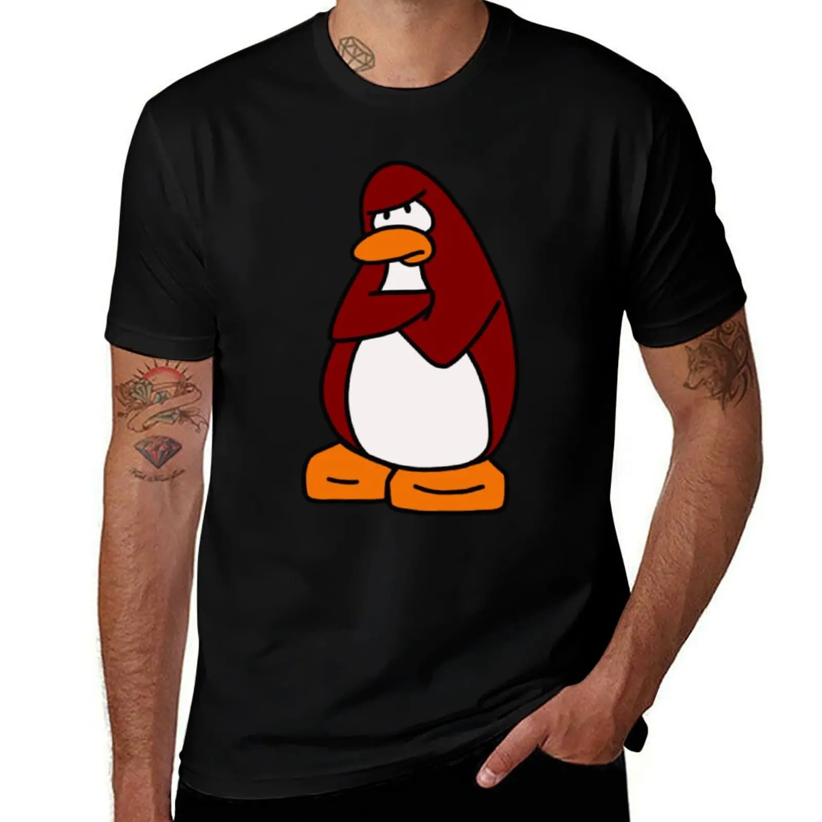 

Club Penguin big red meme T-Shirt man t shirts high quality luxury brand t shirt man plain