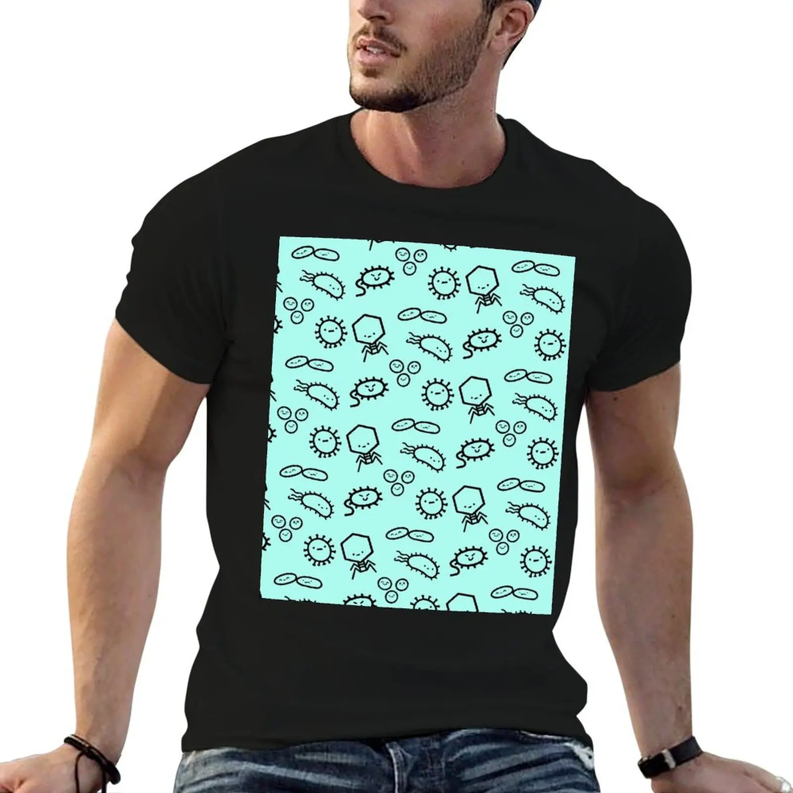 Kawaii Microbes, bacteria and viruses T-Shirt graphics Short sleeve tee man t shirt Men's t-shirt