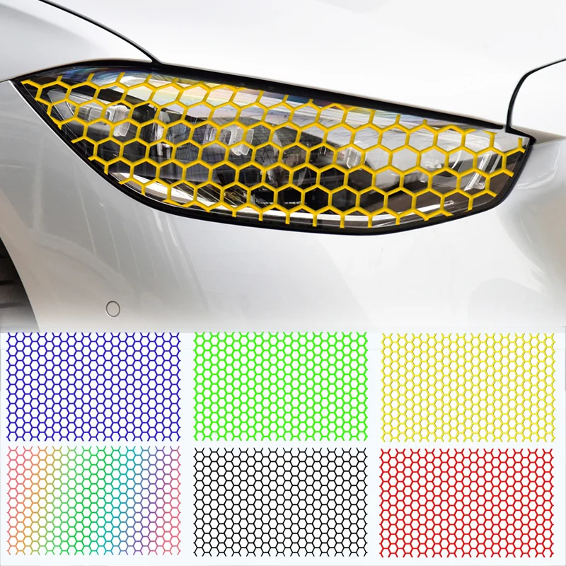 Honeycomb Car Lamp Sticker Cut-out Hollow Grid Side Shield Cover Universal Headlamp Taillight Film Decals Car Wrap Sticker