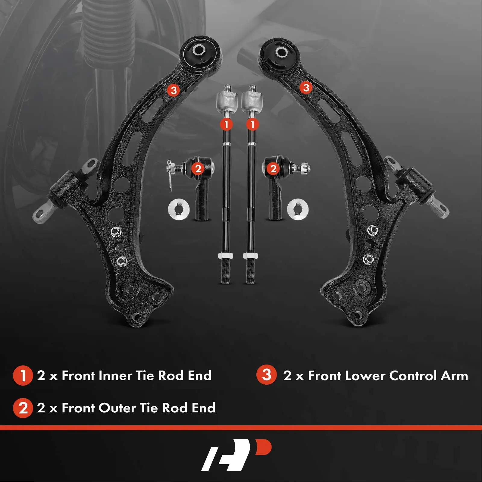 A-Premium 6x Front Control Arm & Tie Rod End for Toyota Camry 1992-1996 Avalon 1995-1996 Lexus ES300 1992-1996