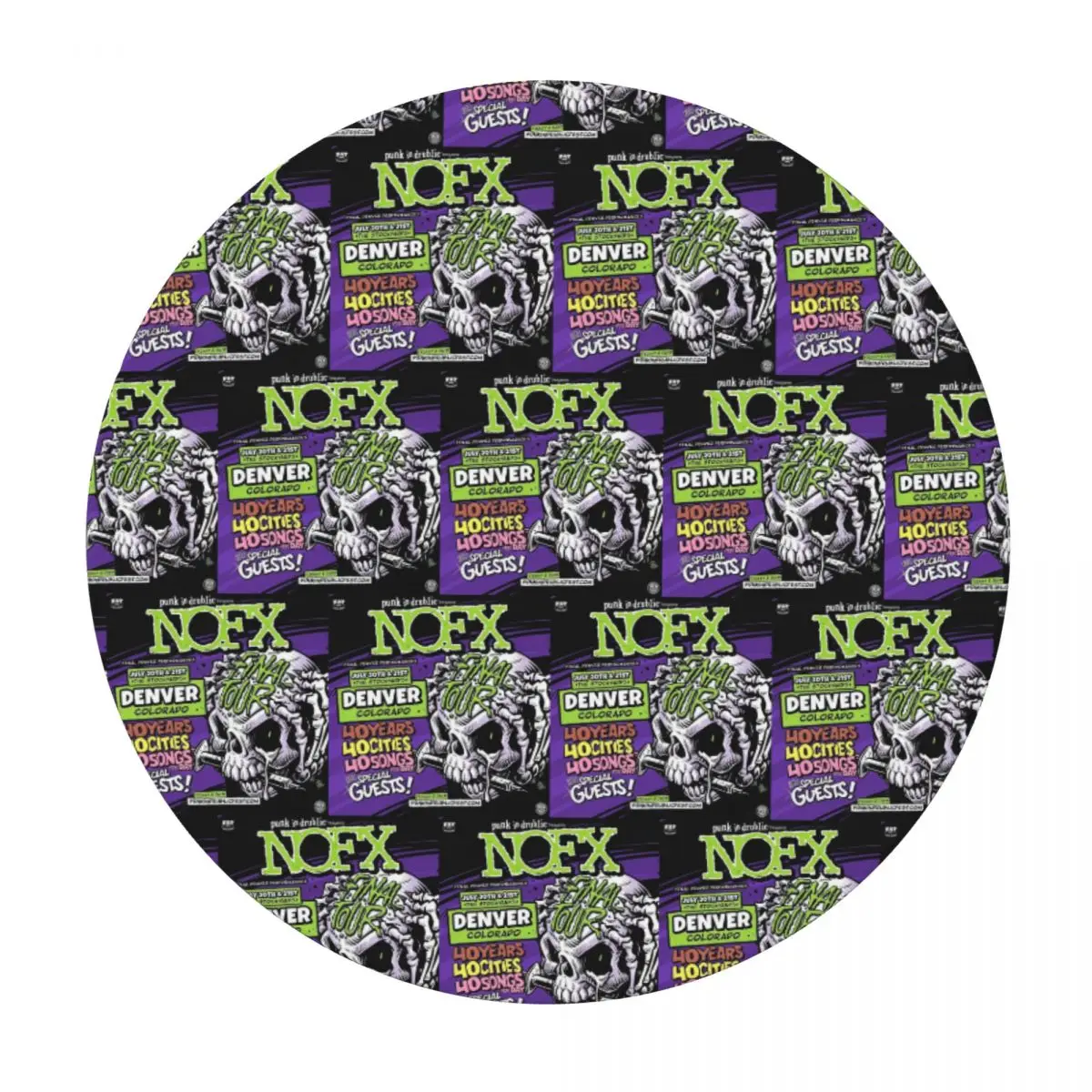 

Nofx Band Final Tour Skull Waterproof Round Tablecloth Oilproof Table Cloth for Kitchen Events Dining Table Cover