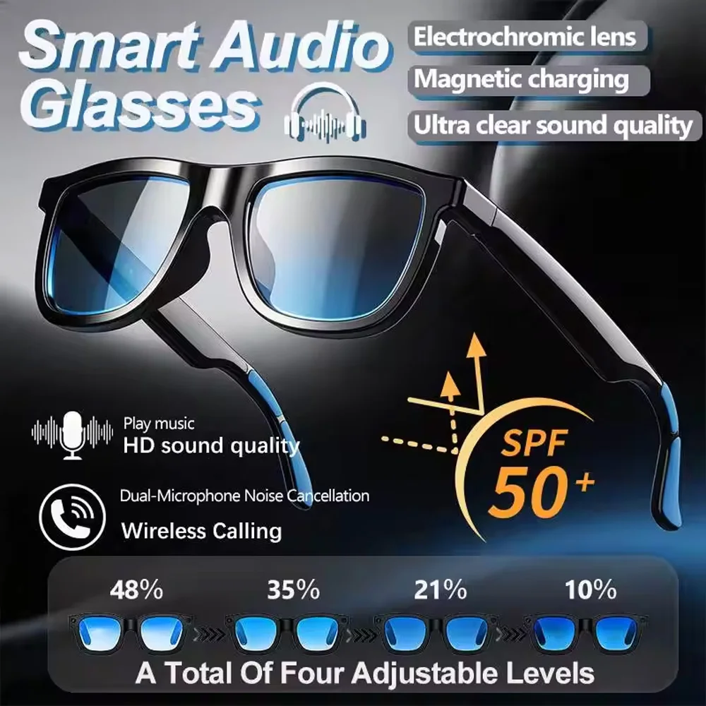 

Smart Audio Glasses 2026 Touch Color Changing Lens Dual Microphone Noise Reduction Super Clear Sound Bluetooth Sunglasses Wirele