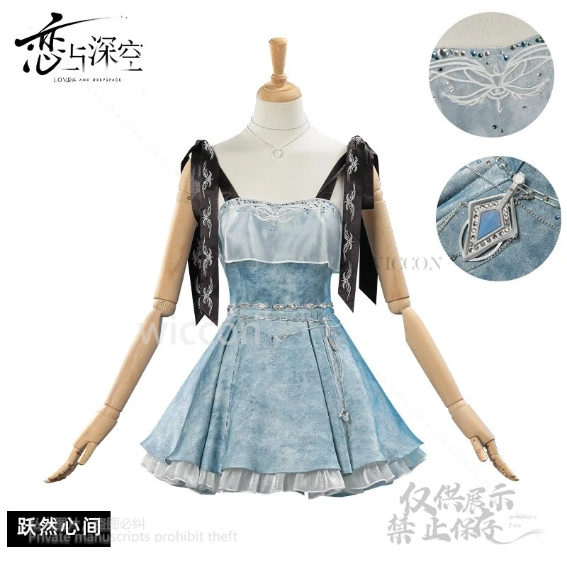 Game Love And Deepspace Heroine Cosplay Costume Blue Fancy Camisole Dress Female Caleb Couple Suit Halloween Party Customized